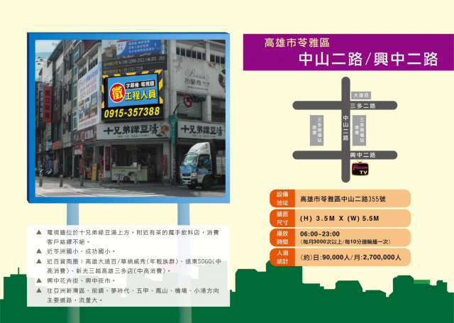 高雄市苓雅區 中山二路興中二路口 三多遠百商圈